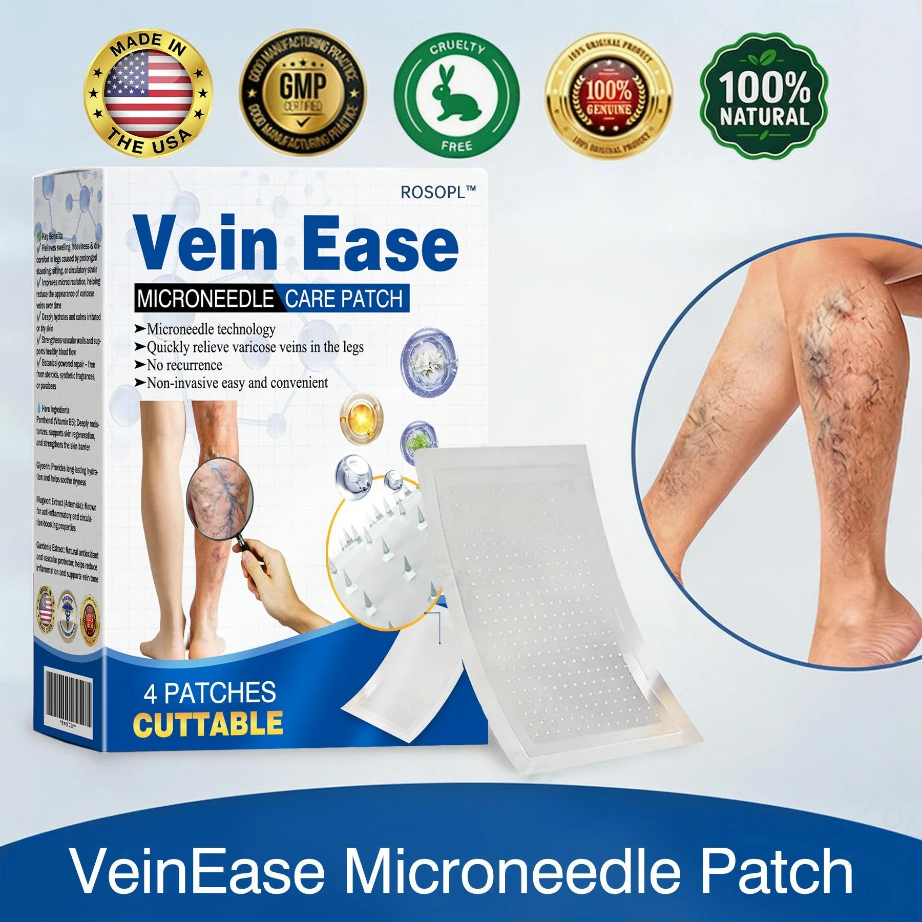 ROSOPL™ VeinEase Microneedle Care Patch